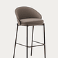 Taburete Eamy de piel sintética marrón, chapado fresno acabado nogal y metal marrón 77cm - Miniatura 1