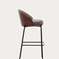 Taburete Eamy de piel sintética marrón, chapado fresno acabado nogal y metal marrón 77cm - Miniatura 5