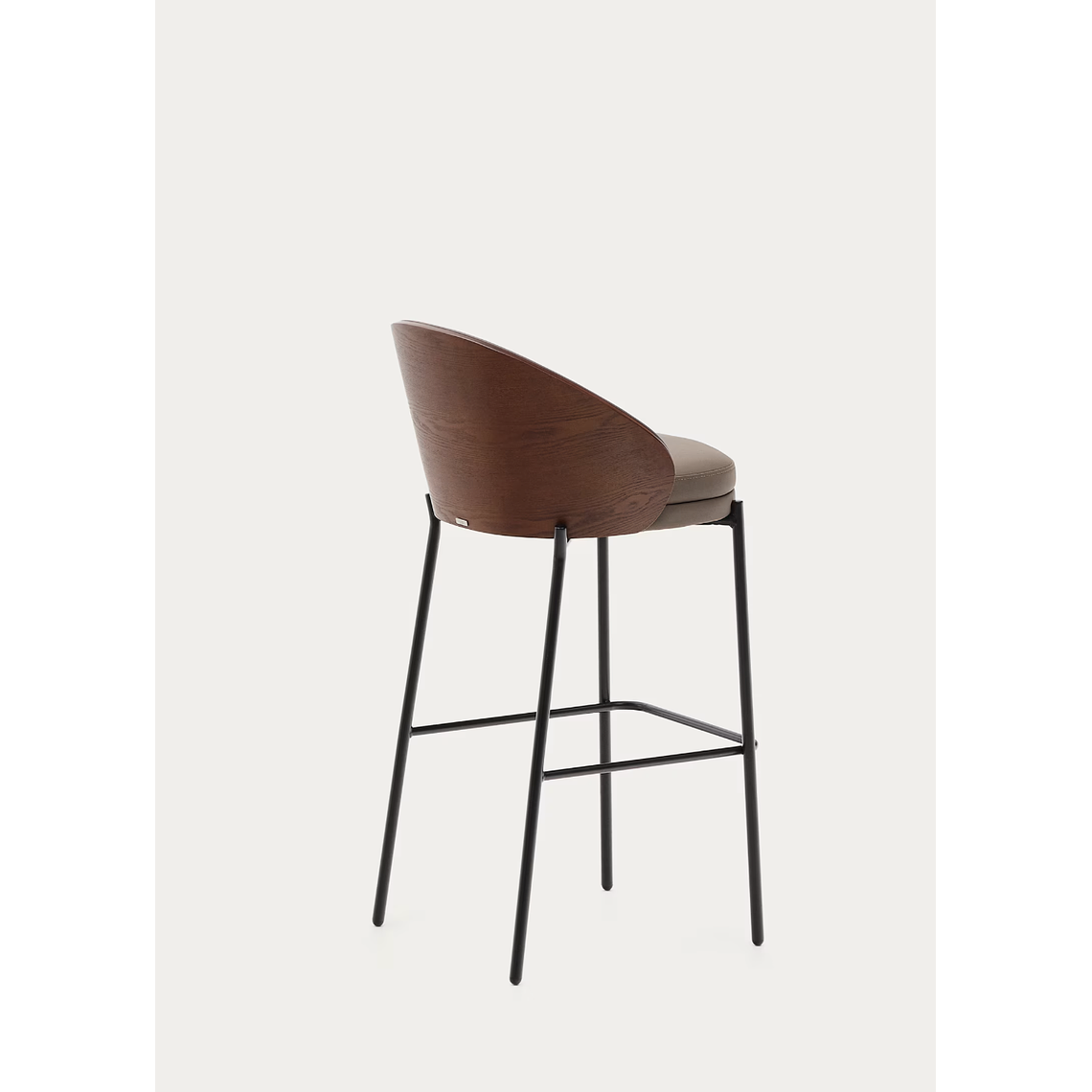 Taburete Eamy de piel sintética marrón, chapado fresno acabado nogal y metal marrón 77cm 7