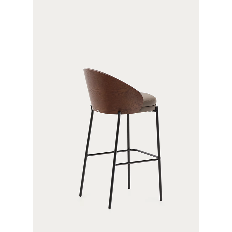 Taburete Eamy de piel sintética marrón, chapado fresno acabado nogal y metal marrón 77cm 7