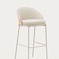 Taburete Eamy de piel sintética beige, chapado fresno acabado natural y metal beige 77cm - Miniatura 1
