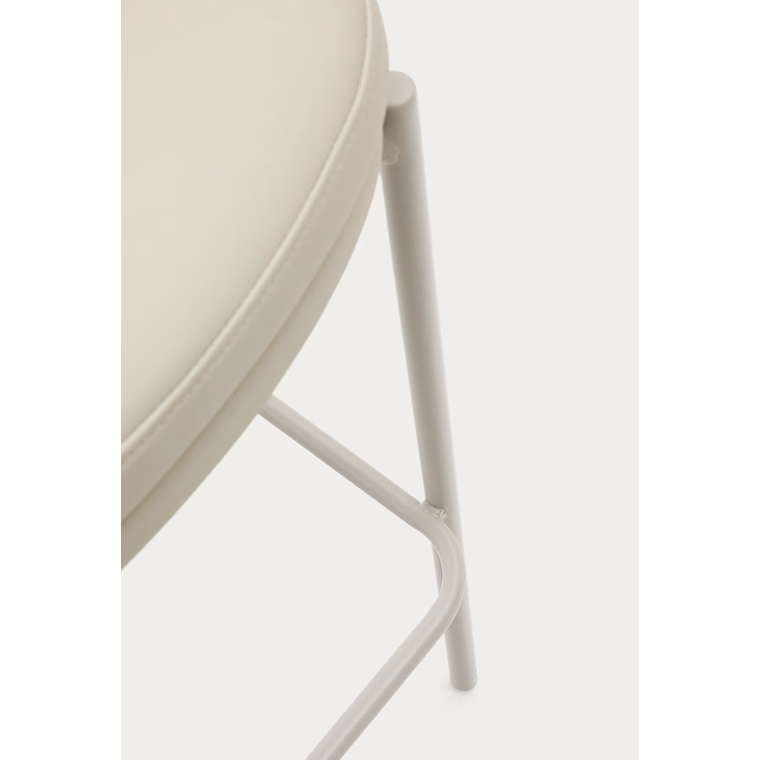 Taburete Eamy de piel sintética beige, chapado fresno acabado natural y metal beige 77cm 7