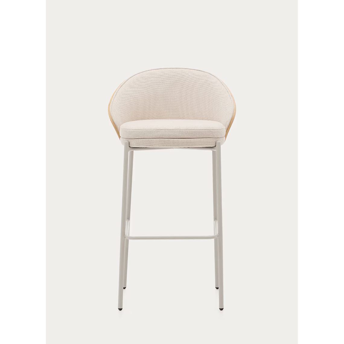 Taburete Eamy chenilla beige, chapado en fresno acabado natural y metal beige altura 77 cm 8