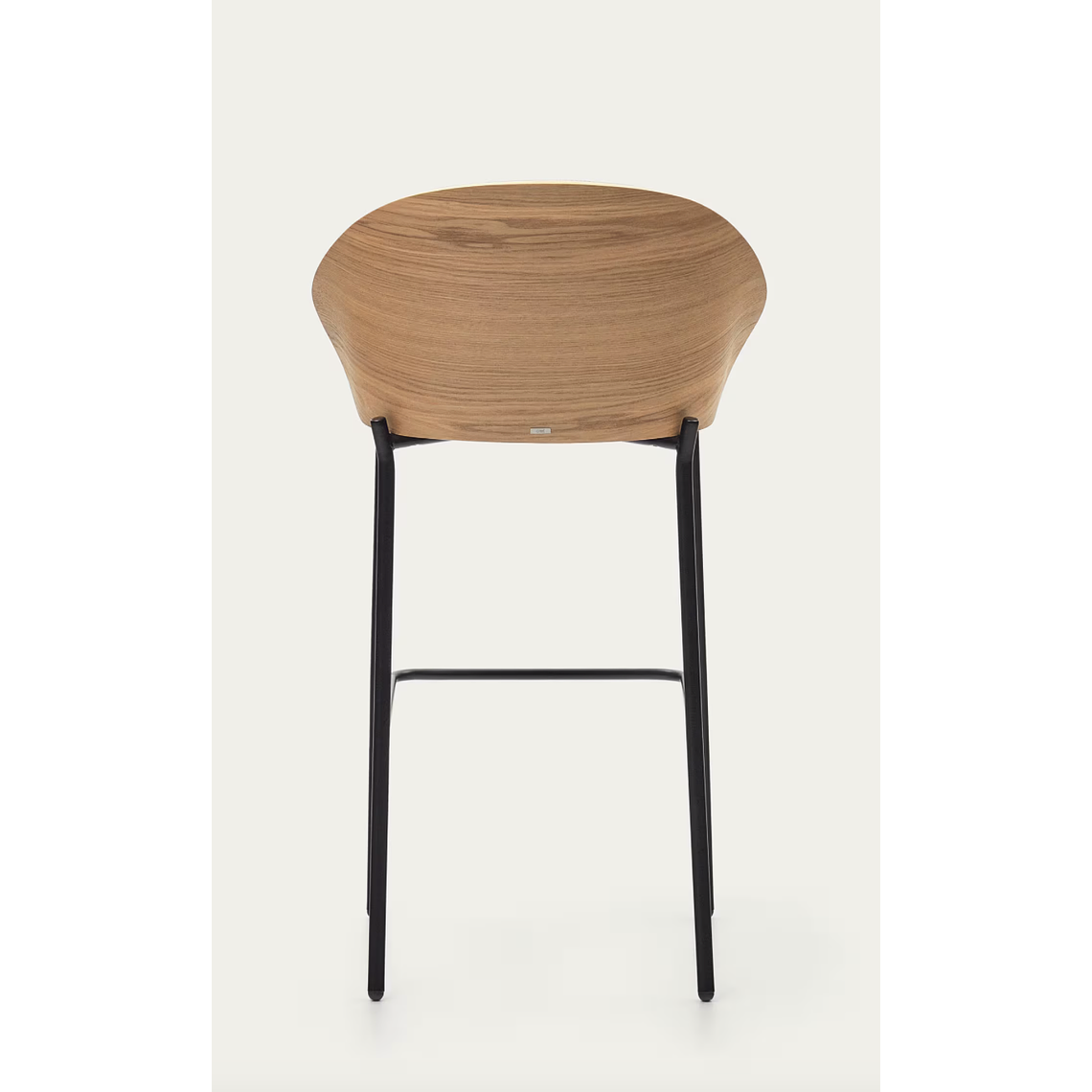 Taburete Eamy de chenilla gris claro chapado en fresno acabado natural y metal negro 77 cm 7