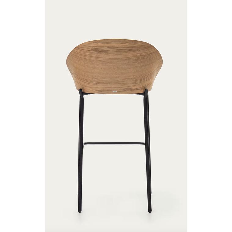 Taburete Eamy de chenilla gris claro chapado en fresno acabado natural y metal negro 77 cm 7