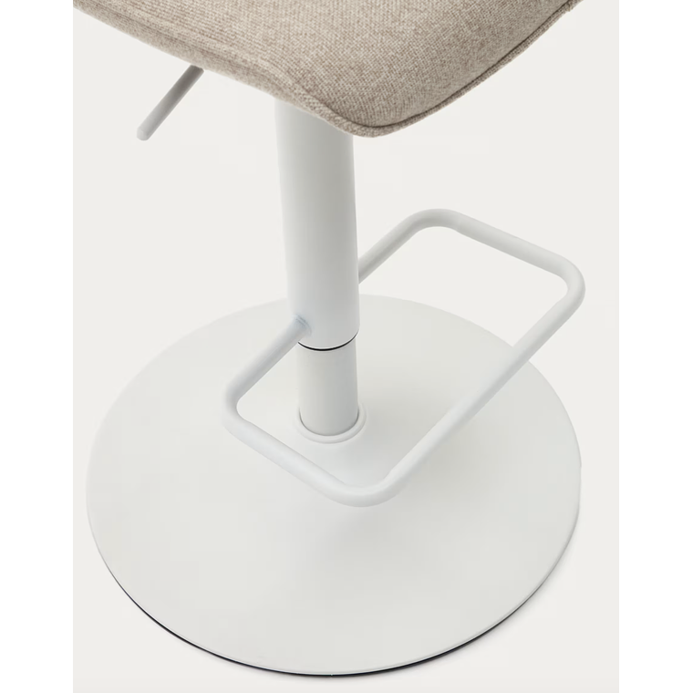 Taburete Zenda de chenilla beige y acero blanco mate 81-102 cm FSC 100% 4
