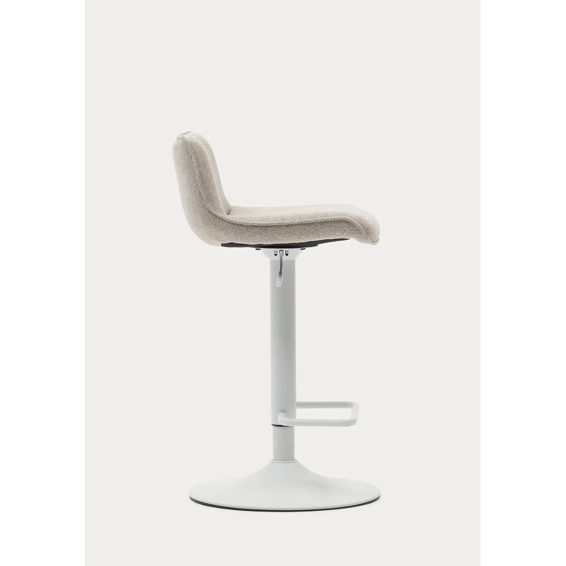 Taburete Zenda de chenilla beige y acero blanco mate 81-102 cm FSC 100% 5