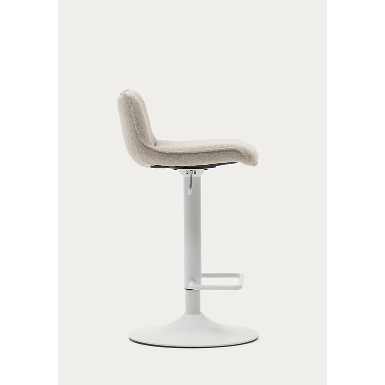 Taburete Zenda de chenilla beige y acero blanco mate 81-102 cm FSC 100% 5