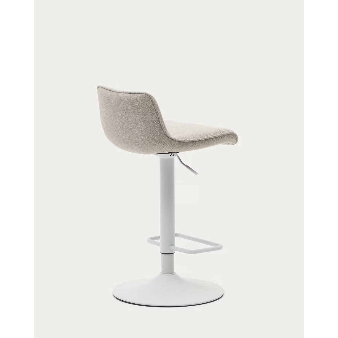 Taburete Zenda de chenilla beige y acero blanco mate 81-102 cm FSC 100% 7