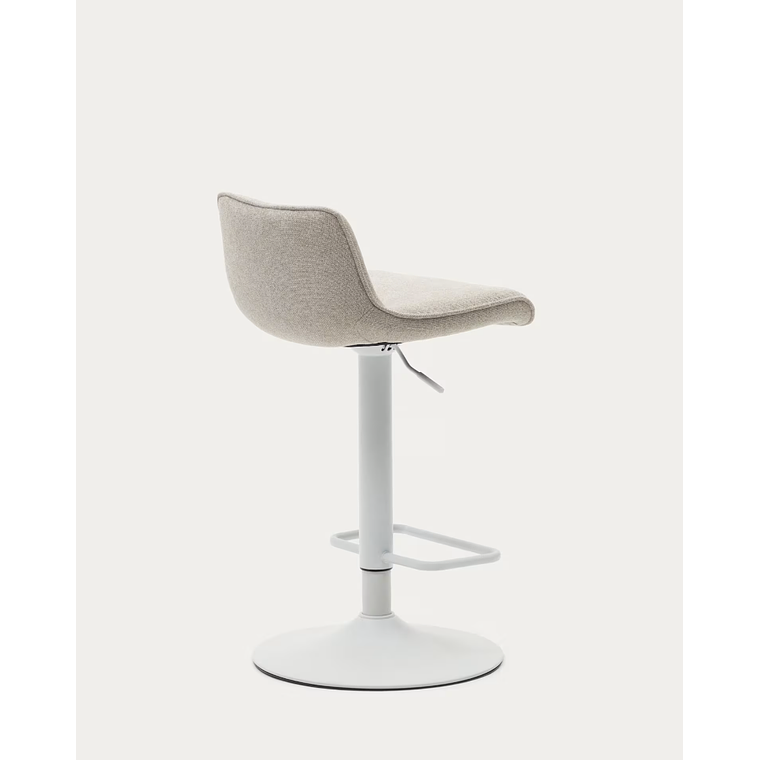 Taburete Zenda de chenilla beige y acero blanco mate 81-102 cm FSC 100% 7