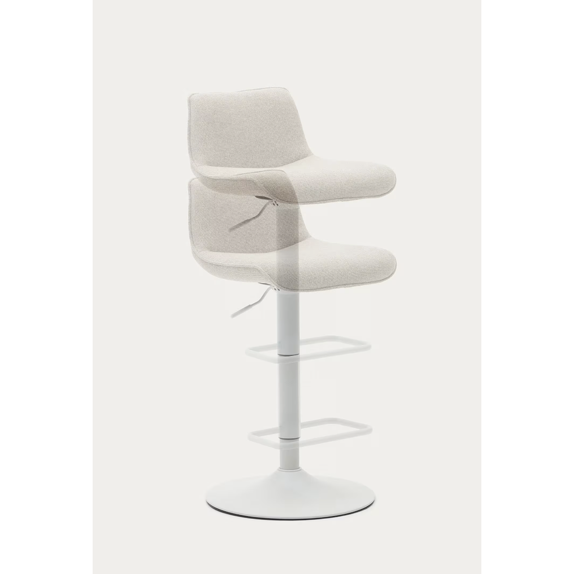 Taburete Zenda de chenilla beige y acero blanco mate 81-102 cm FSC 100% 8