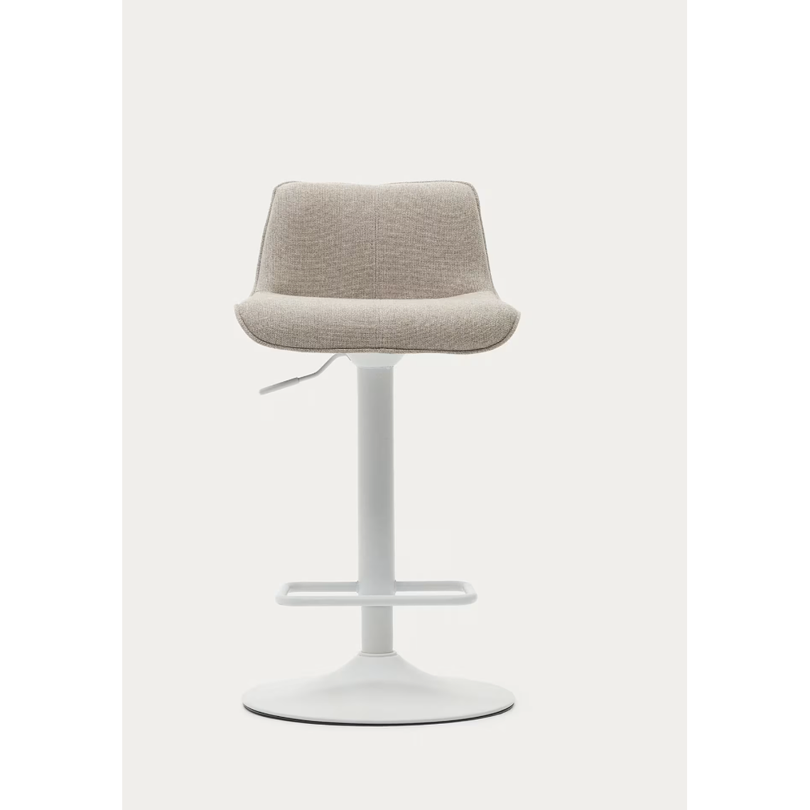 Taburete Zenda de chenilla beige y acero blanco mate 81-102 cm FSC 100% 9