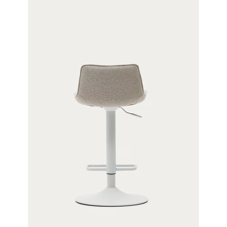 Taburete Zenda de chenilla beige y acero blanco mate 81-102 cm FSC 100% 10