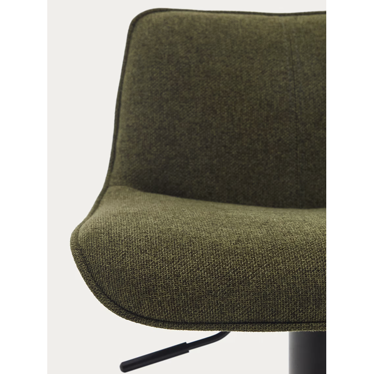 Taburete Zenda de chenilla verde oscuro y acero negro mate altura 81-102 cm FSC 100% 3