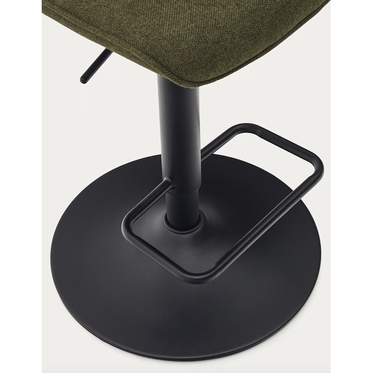 Taburete Zenda de chenilla verde oscuro y acero negro mate altura 81-102 cm FSC 100% 4