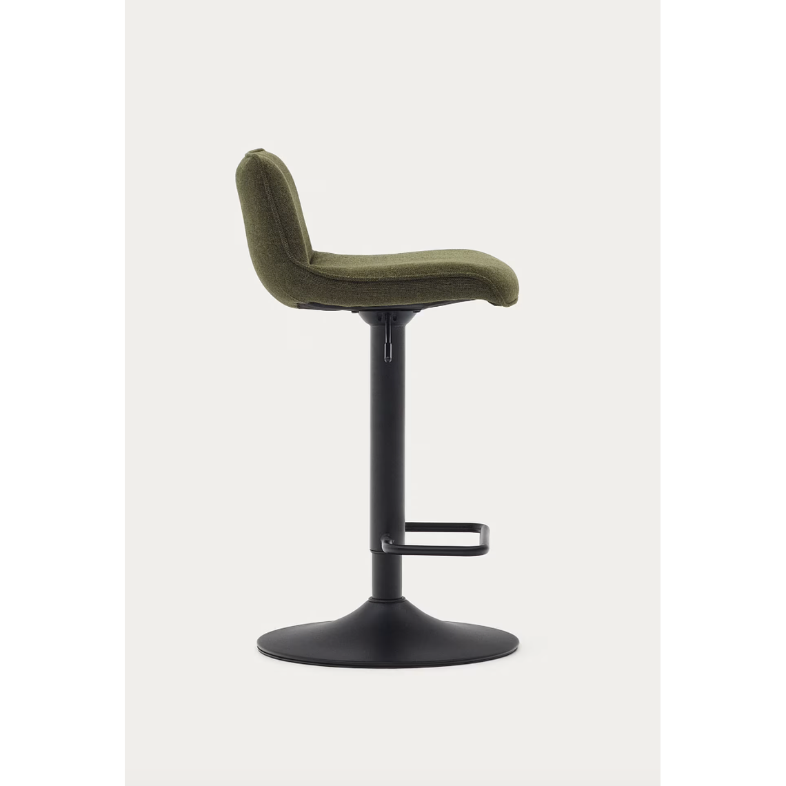 Taburete Zenda de chenilla verde oscuro y acero negro mate altura 81-102 cm FSC 100% 5