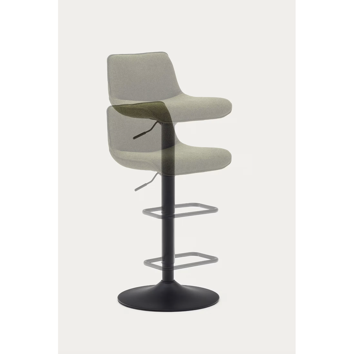 Taburete Zenda de chenilla verde oscuro y acero negro mate altura 81-102 cm FSC 100% 8