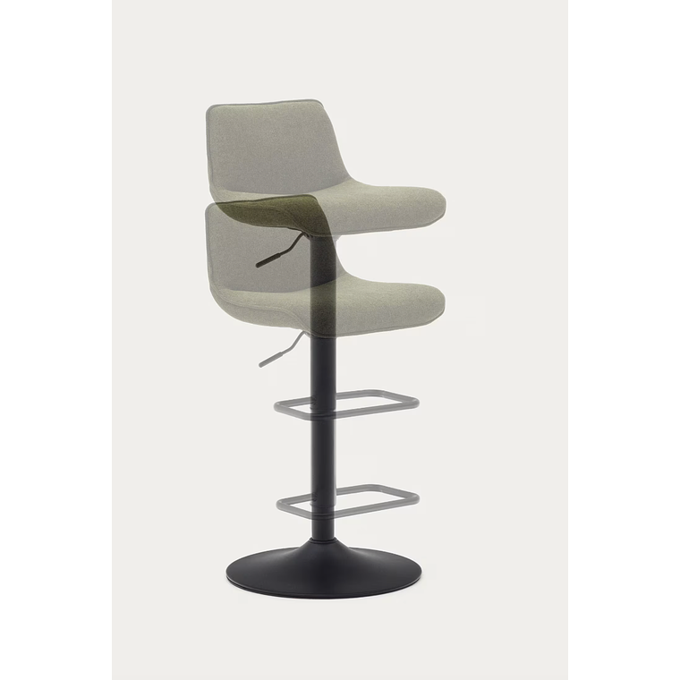 Taburete Zenda de chenilla verde oscuro y acero negro mate altura 81-102 cm FSC 100% 8