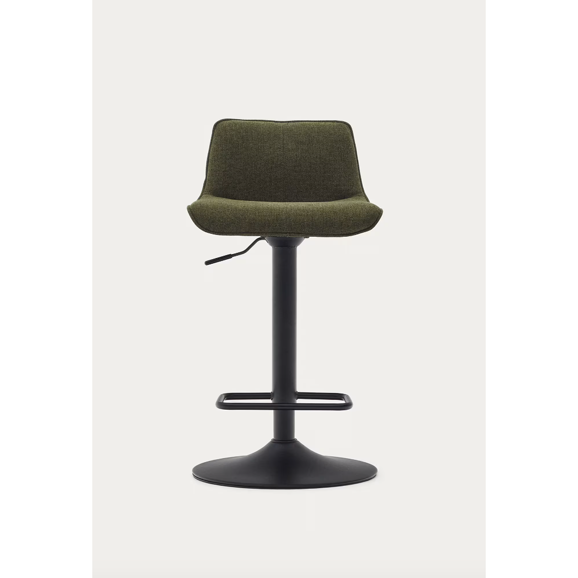 Taburete Zenda de chenilla verde oscuro y acero negro mate altura 81-102 cm FSC 100% 9