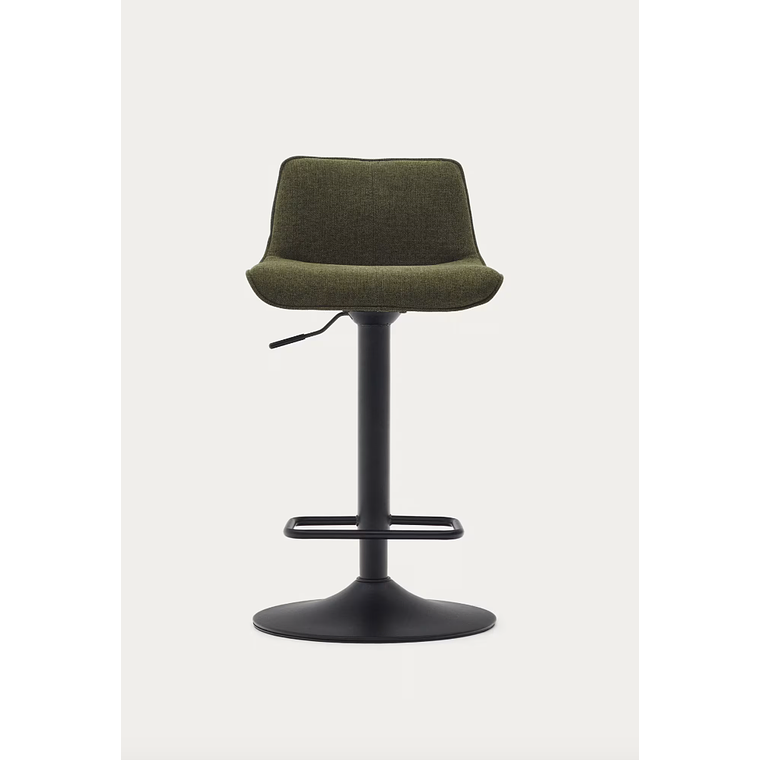 Taburete Zenda de chenilla verde oscuro y acero negro mate altura 81-102 cm FSC 100% 9