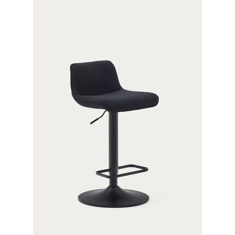Taburete Zenda de chenilla negro y acero negro mate 81-102 cm FSC 100% 1