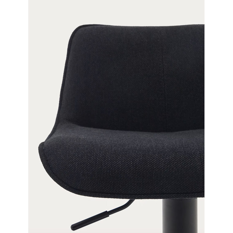 Taburete Zenda de chenilla negro y acero negro mate 81-102 cm FSC 100% 3