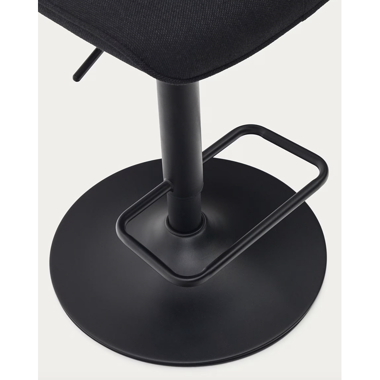 Taburete Zenda de chenilla negro y acero negro mate 81-102 cm FSC 100% 4