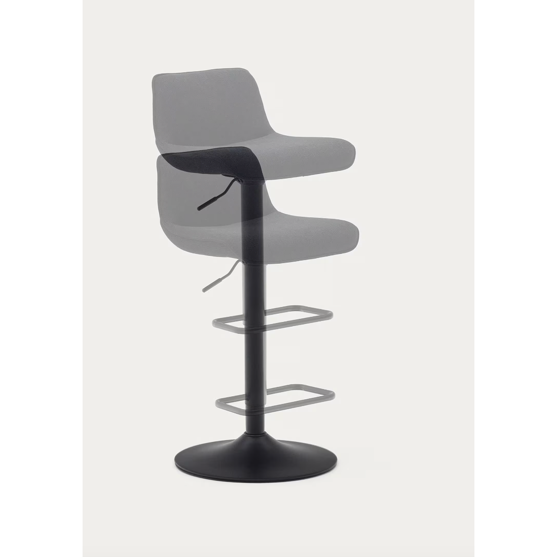 Taburete Zenda de chenilla negro y acero negro mate 81-102 cm FSC 100% 8