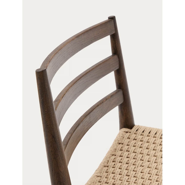 Taburete Analy respaldo madera maciza roble acabado nogal y asiento de cuerda 70cm FSC100% 4