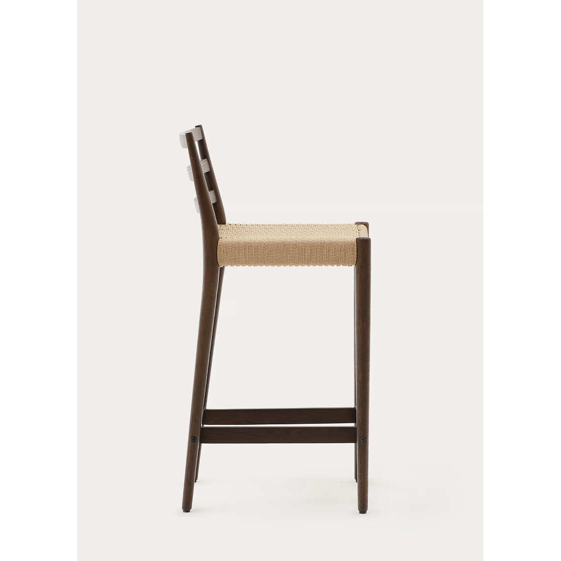Taburete Analy respaldo madera maciza roble acabado nogal y asiento de cuerda 70cm FSC100% 5