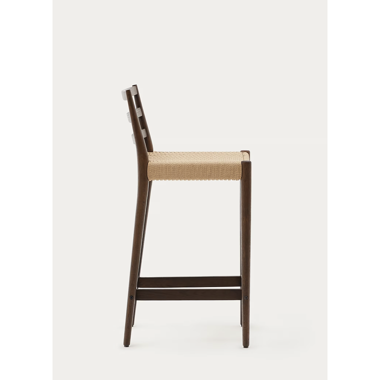 Taburete Analy respaldo madera maciza roble acabado nogal y asiento de cuerda 70cm FSC100% 5