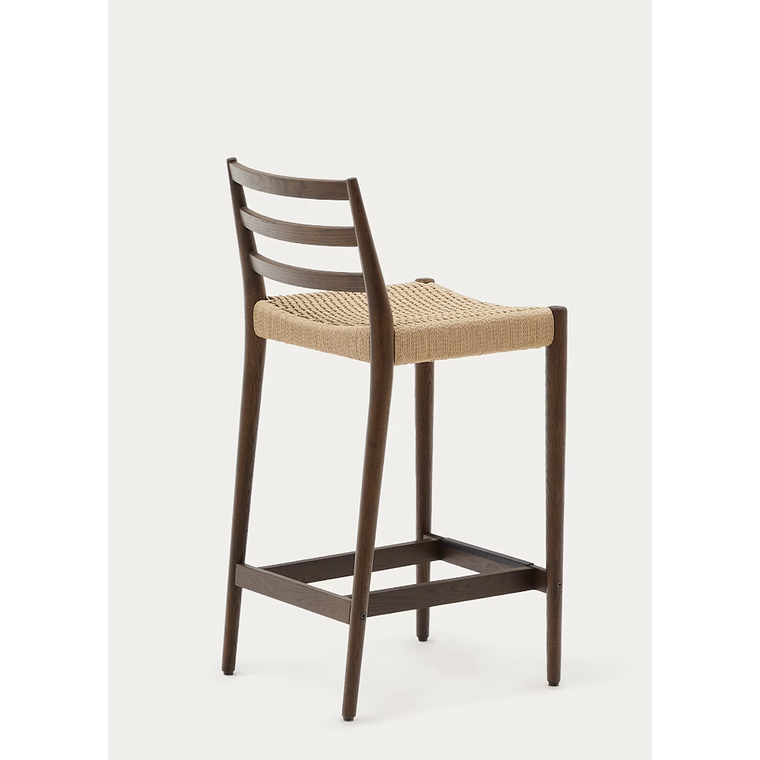 Taburete Analy respaldo madera maciza roble acabado nogal y asiento de cuerda 70cm FSC100% 7