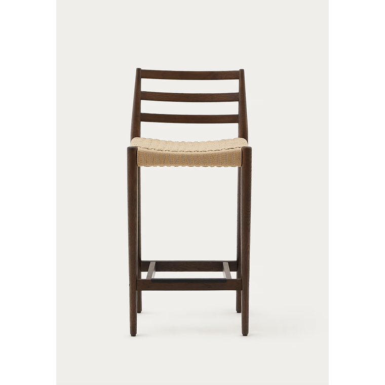 Taburete Analy respaldo madera maciza roble acabado nogal y asiento de cuerda 70cm FSC100% 8