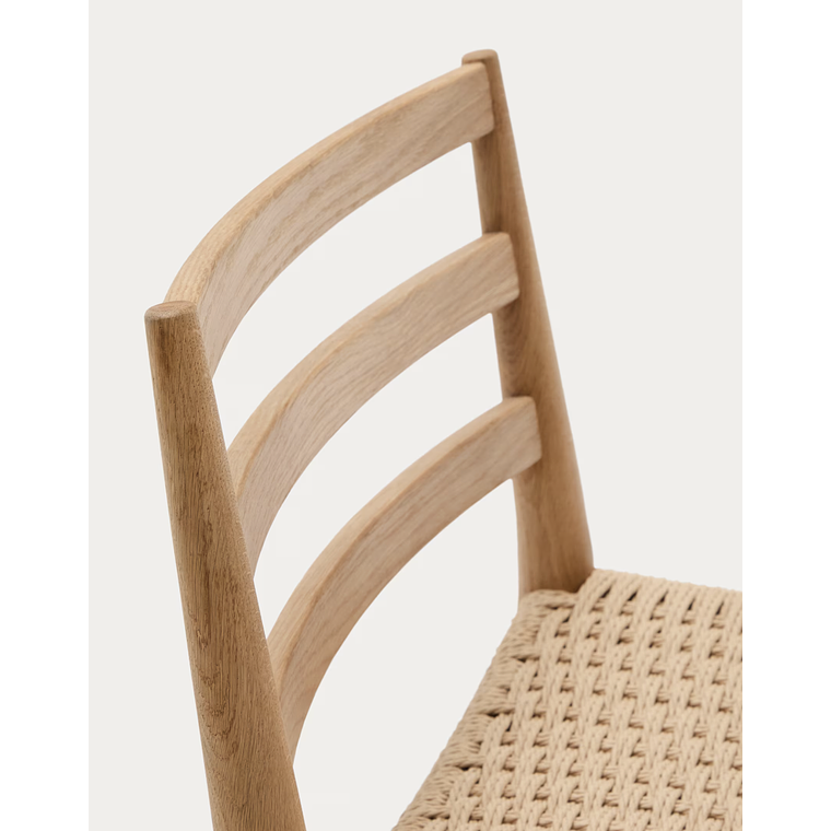 Taburete Analy respaldo madera maciza roble acabado natural y asiento cuerda 70cm FSC 100% 4