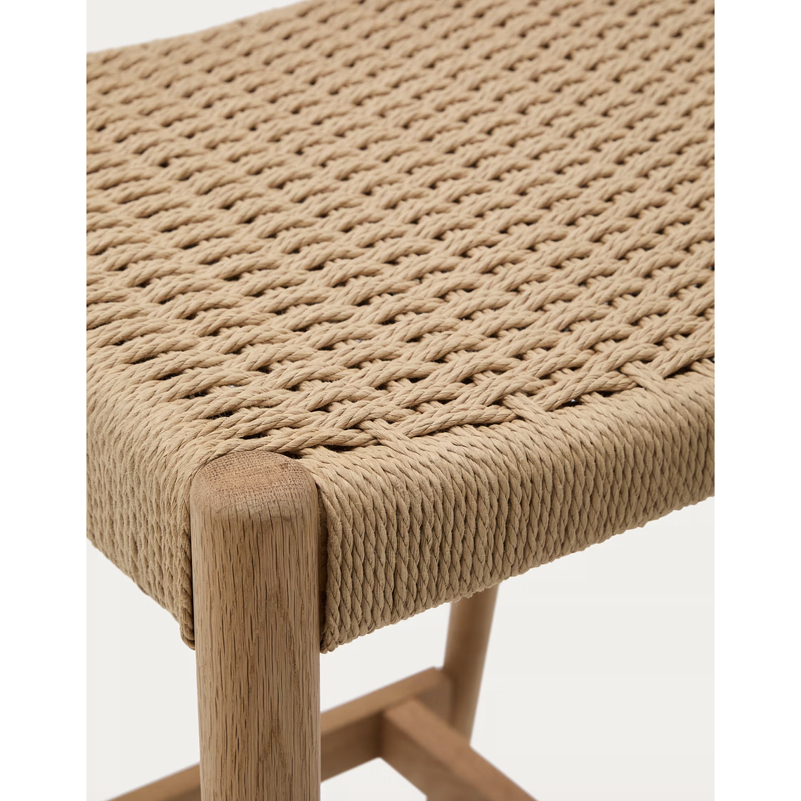 Taburete Analy respaldo madera maciza roble acabado natural y asiento cuerda 70cm FSC 100% 6