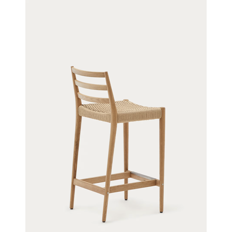 Taburete Analy respaldo madera maciza roble acabado natural y asiento cuerda 70cm FSC 100% 7