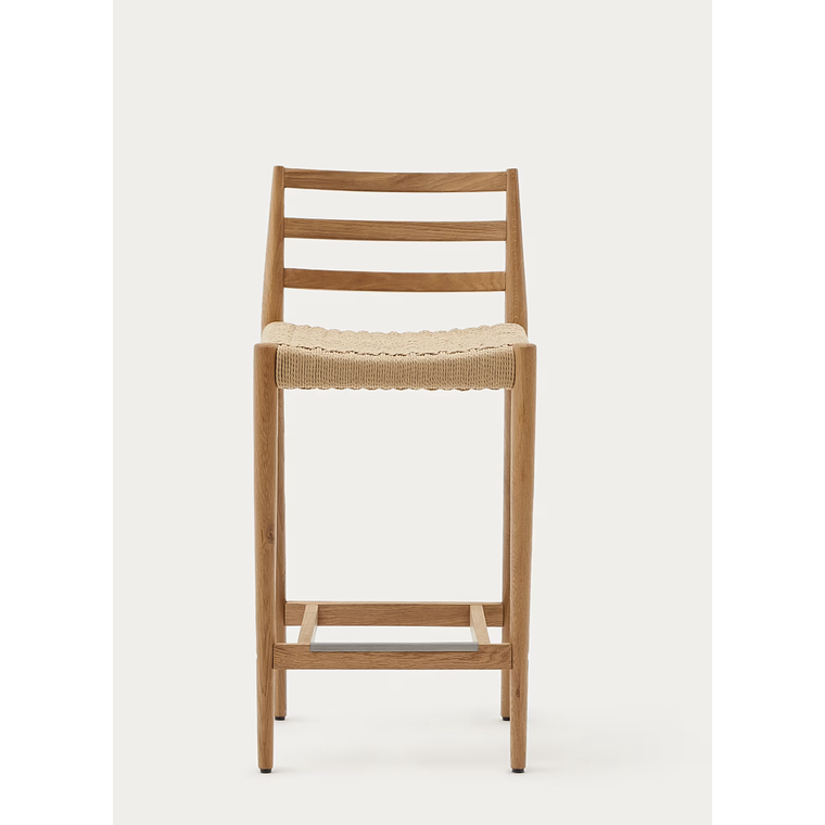 Taburete Analy respaldo madera maciza roble acabado natural y asiento cuerda 70cm FSC 100% 8