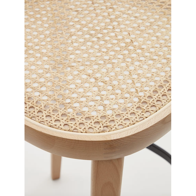 Taburete Romane de madera de haya acabado natural y chapa de fresno y ratán altura 75 cm 7