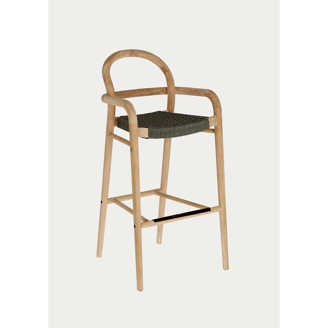 Taburete Sheryl de madera maciza de eucalipto y cuerda verde altura 79 cm FSC 100% 1