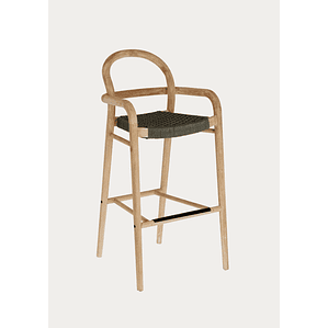 Taburete Sheryl de madera maciza de eucalipto y cuerda verde altura 79 cm FSC 100%