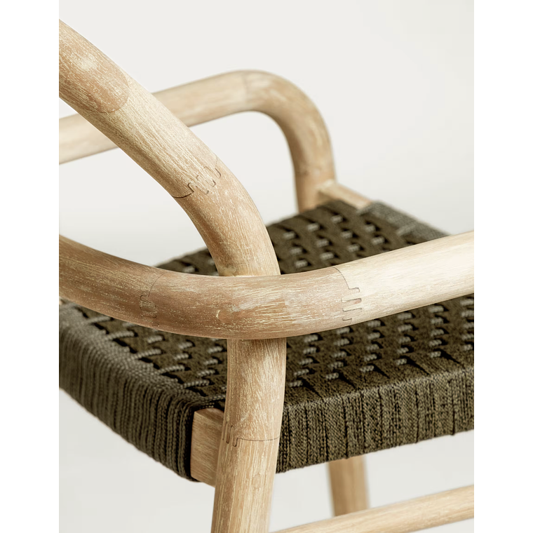 Taburete Sheryl de madera maciza de eucalipto y cuerda verde altura 79 cm FSC 100% 3