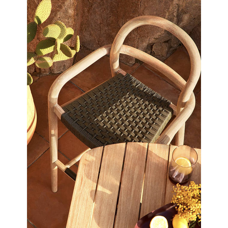 Taburete Sheryl de madera maciza de eucalipto y cuerda verde altura 79 cm FSC 100% 4