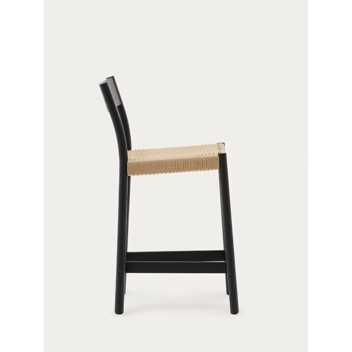 Taburete Yalia respaldo madera maciza roble acabado negro y asiento de cuerda 65cm FSC100% 5