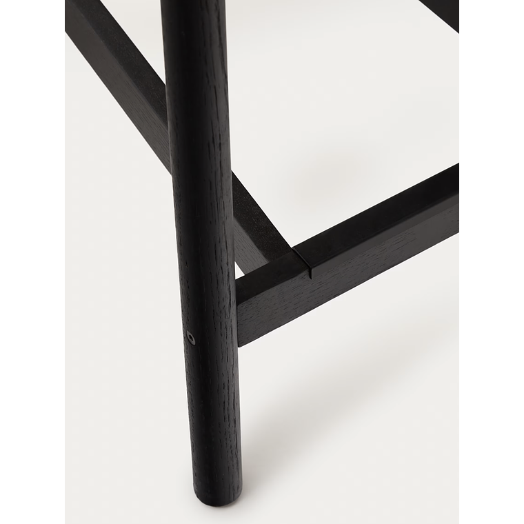 Taburete Yalia respaldo madera maciza roble acabado negro y asiento de cuerda 65cm FSC100% 6