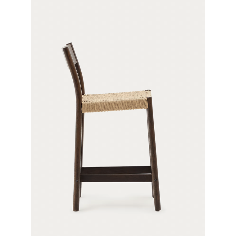 Taburete Yalia respaldo madera maciza roble acabado nogal y asiento de cuerda 65cm FSC100% 5