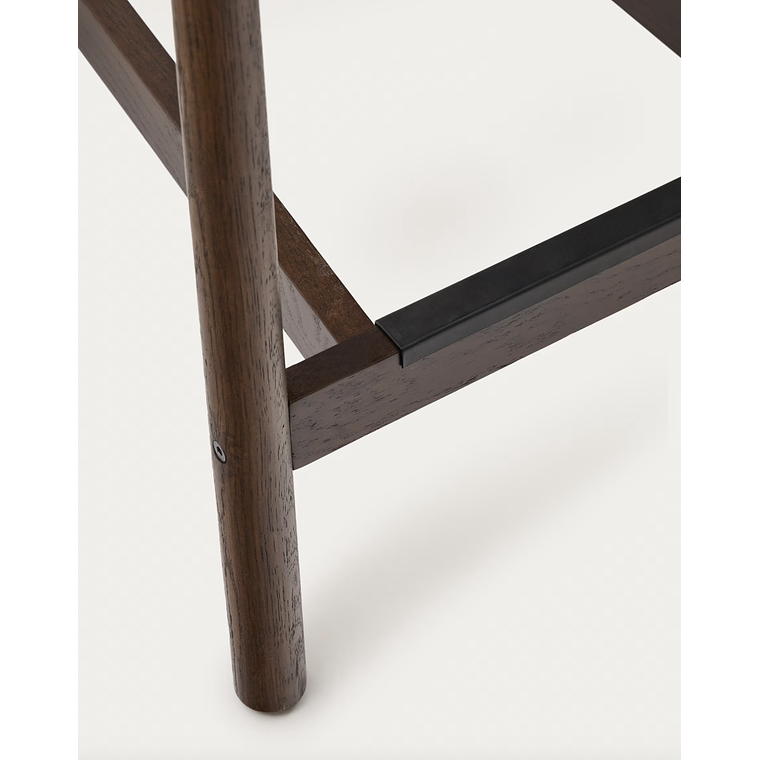 Taburete Yalia respaldo madera maciza roble acabado nogal y asiento de cuerda 65cm FSC100% 6