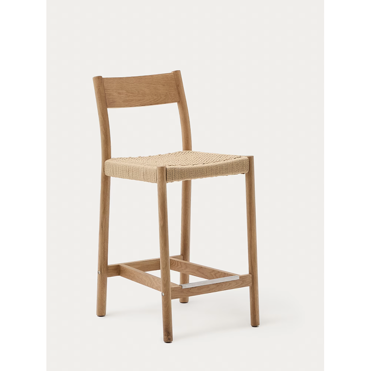 Taburete Yalia respaldo madera maciza roble acabado natural y asiento cuerda 65cm FSC 100% 1