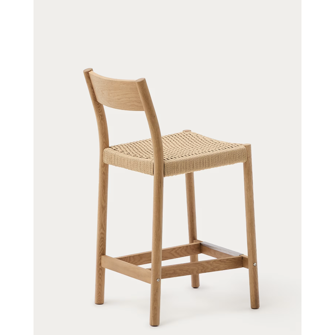Taburete Yalia respaldo madera maciza roble acabado natural y asiento cuerda 65cm FSC 100% 7