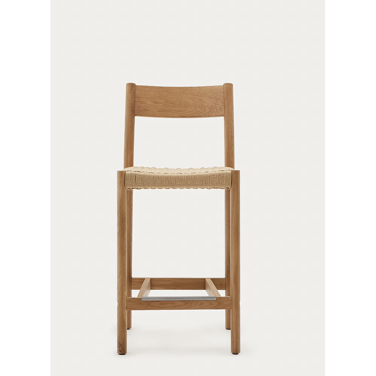 Taburete Yalia respaldo madera maciza roble acabado natural y asiento cuerda 65cm FSC 100% 8