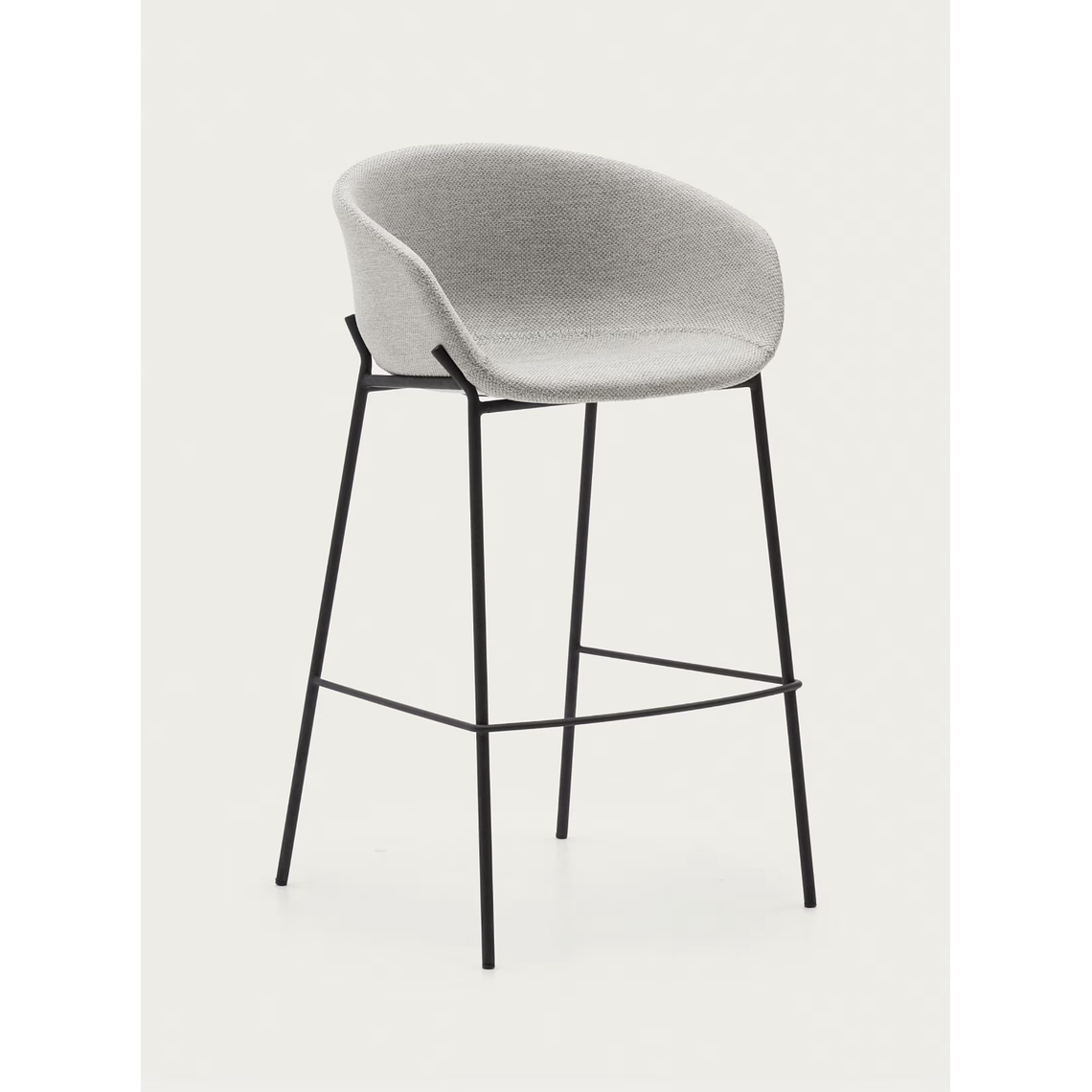 Taburete Yvette gris claro y patas de acero con acabado negro altura 75 cm 1